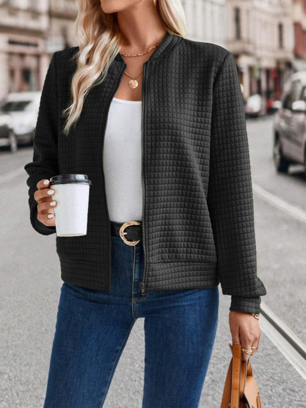 Lässiger Damen Cardigan mit Reissverschluss