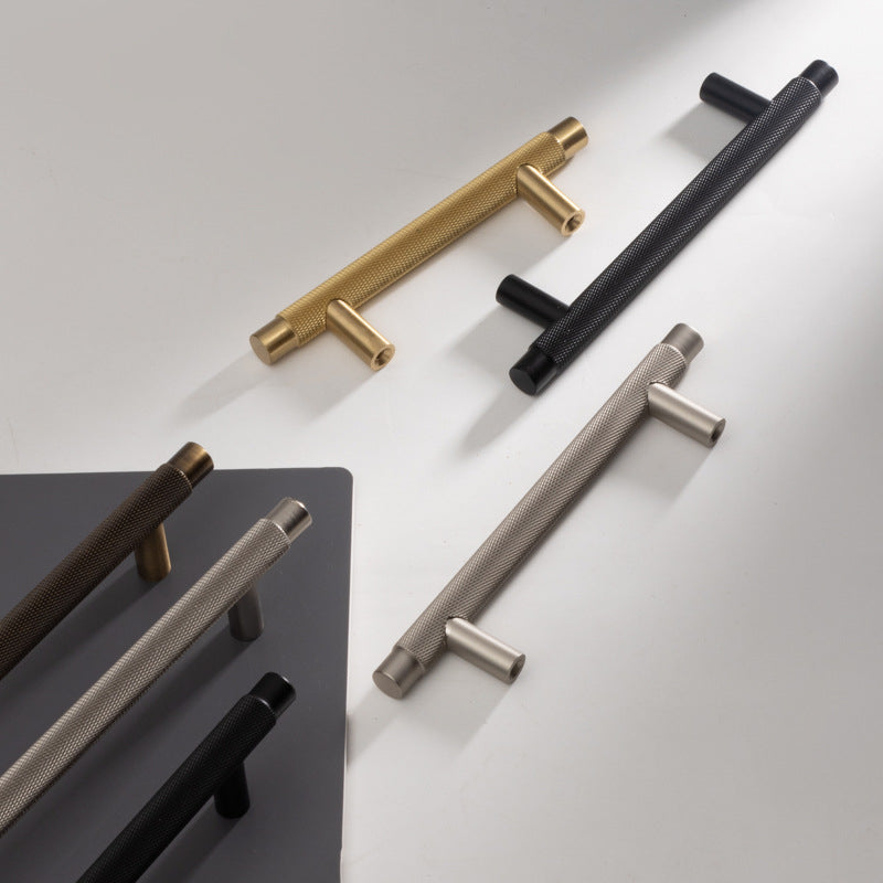 Möbelgriff gerändeltes Gitter Antik Bronze/Messing