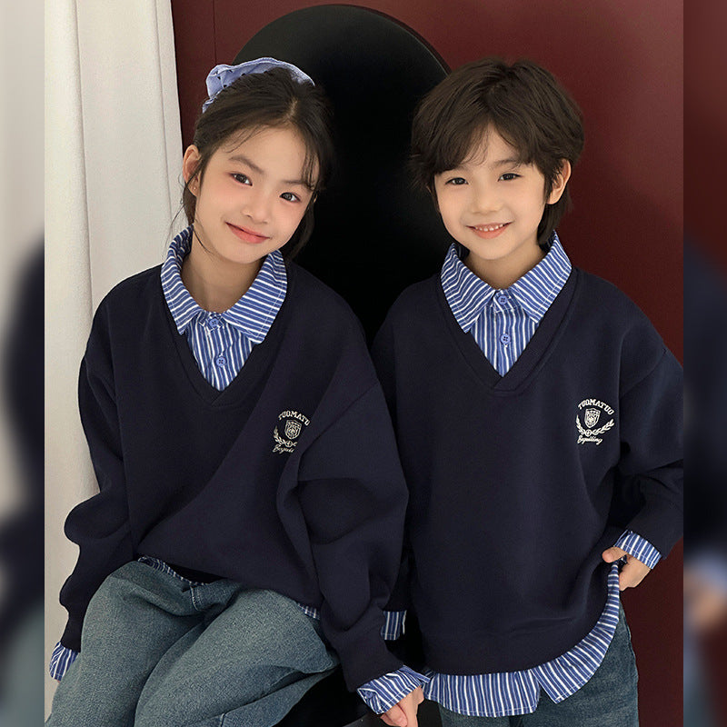 Kinder Patchwork Rollkragenpullover
