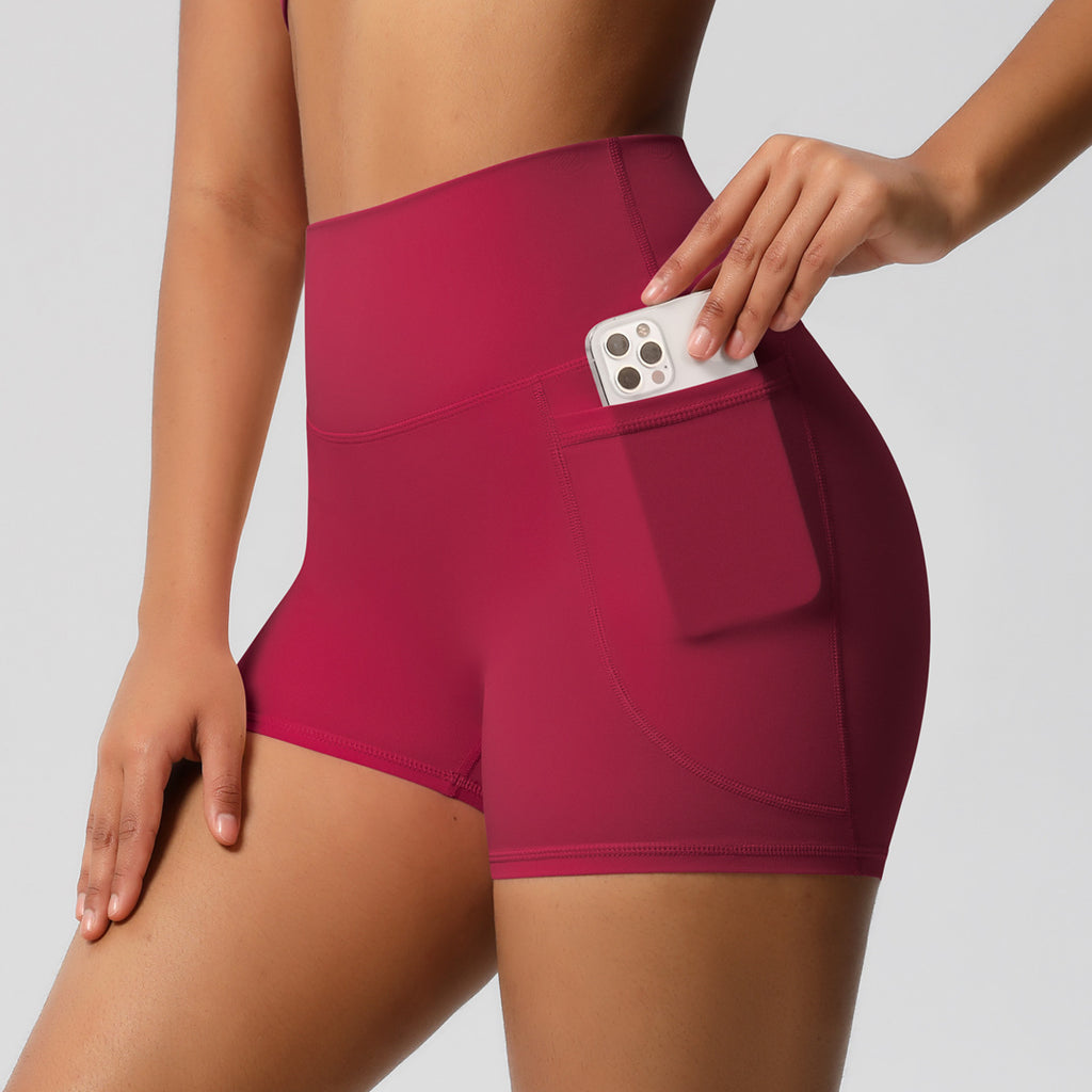 High-Waist Yoga Shorts mit Taschen