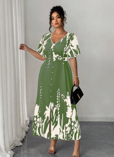 V-Ausschnitt Blumenkleid