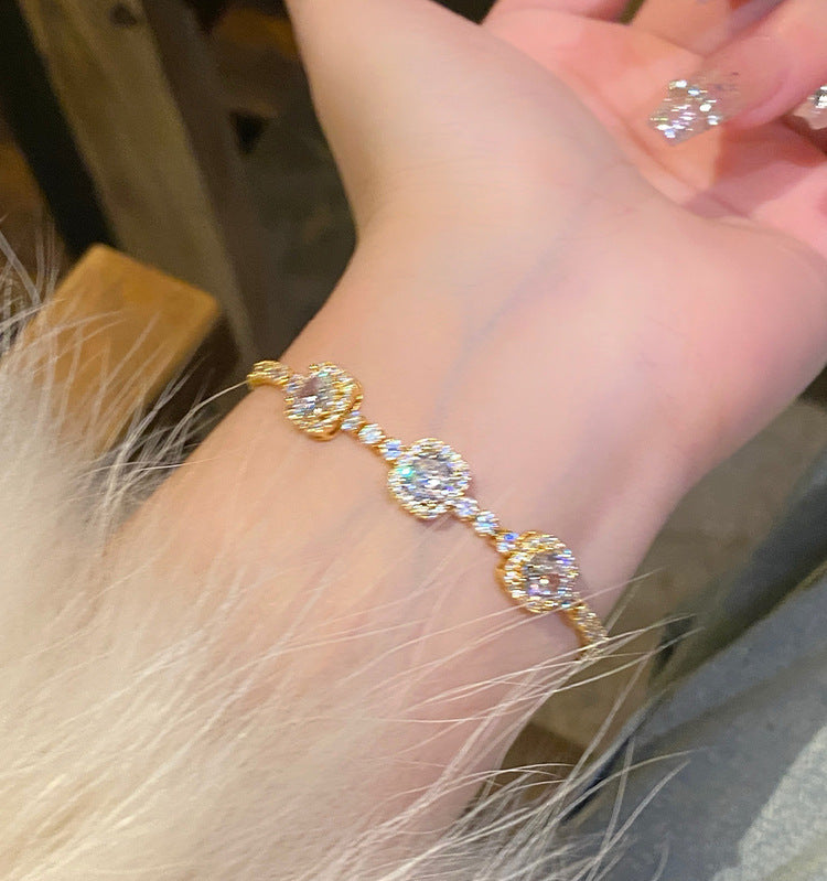 Geometrisches Zirkon-Armband, 18K vergoldet – Ansicht 5