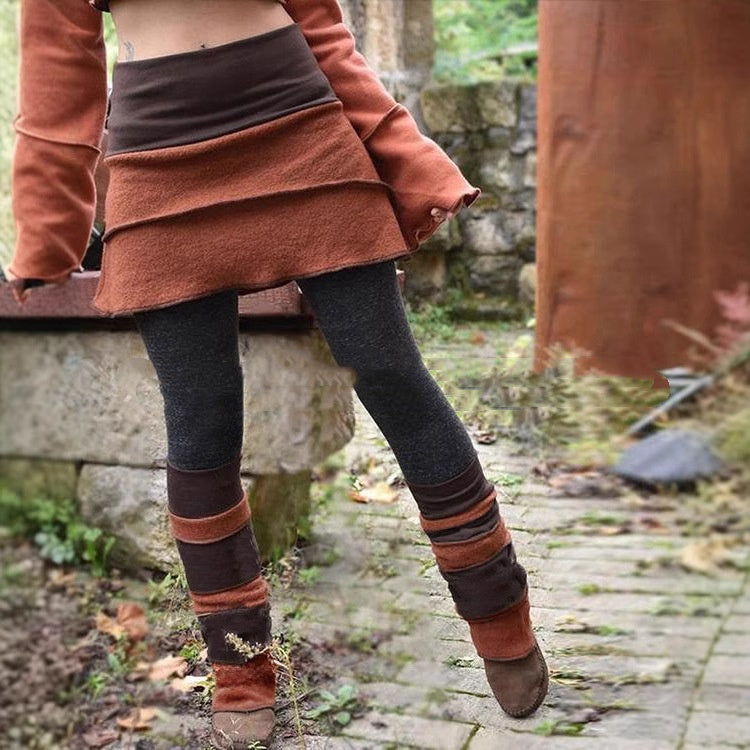 Patchwork Leggings mit Kontrastfarben