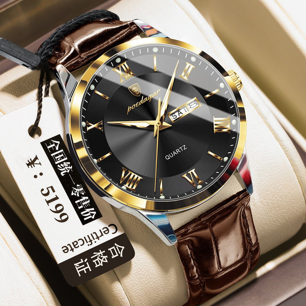 Herren-Armbanduhr mit Kalender und Leuchtzeigern