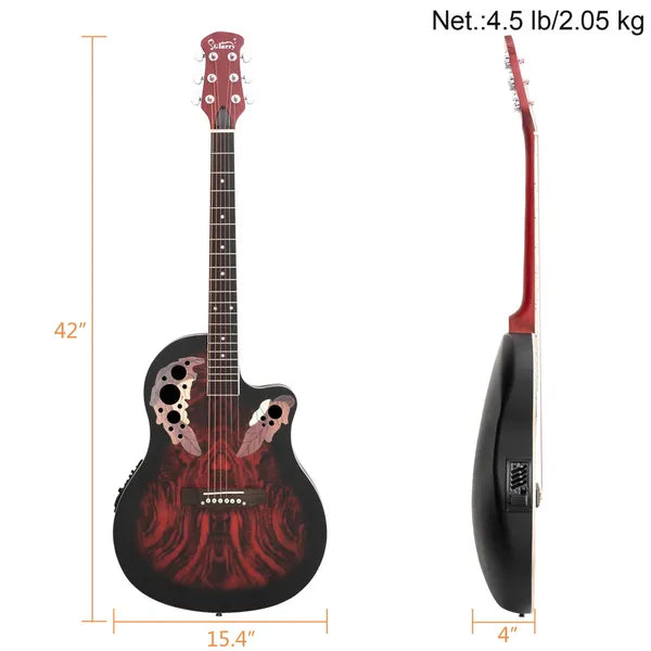 Akustisch-elektrische Cutaway-Gitarre, Sunset Red