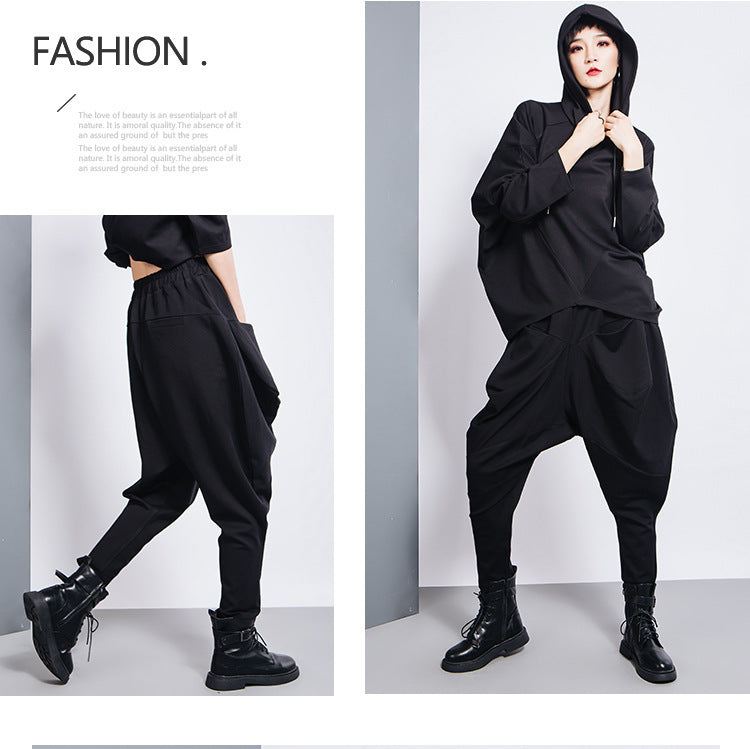 Weite Gothic-Hose mit Elastikbund