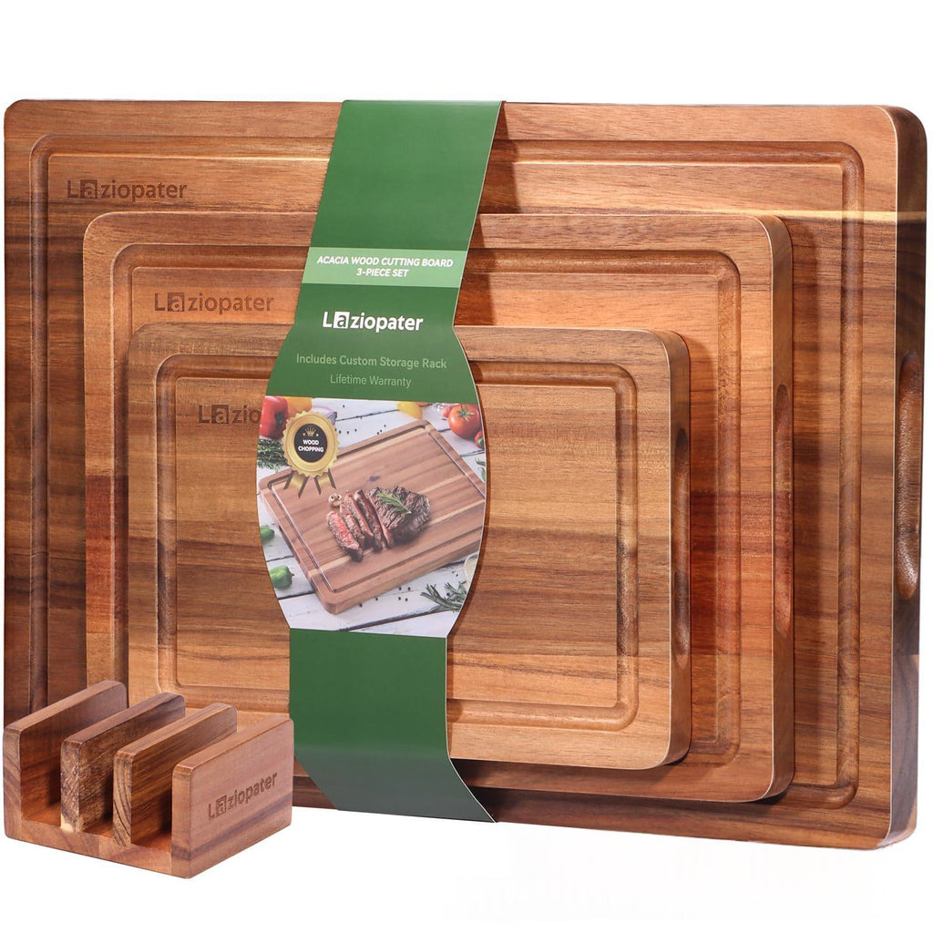 Acacia Holz Schneidebrett-Set – Bild 3 | LuxeStyle