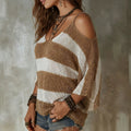 V-Neck Color-Block Strickpullover für Damen