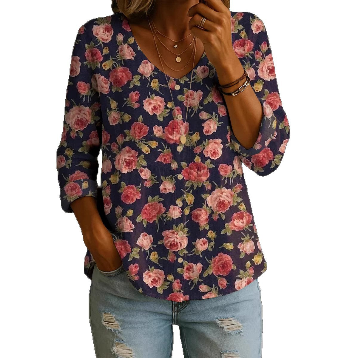 Damen Rundhals-Shirt mit Print in grossen Grössen – Bild 13 | LuxeStyle