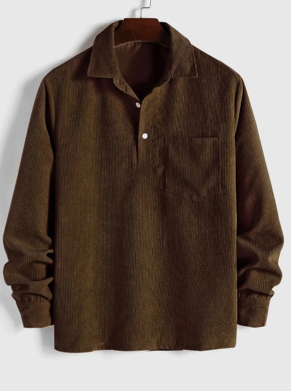 Männerlangarmshirt Cord Aprikose – Bild 9 | LuxeStyle