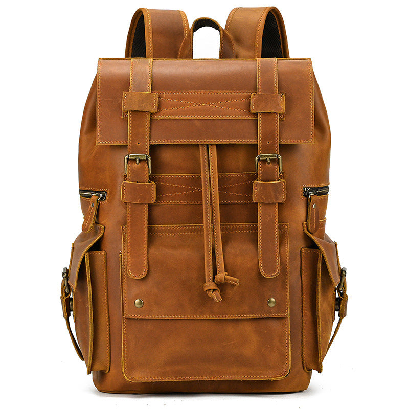 Retro Rucksack aus Rindsleder für 15-Zoll-Laptop