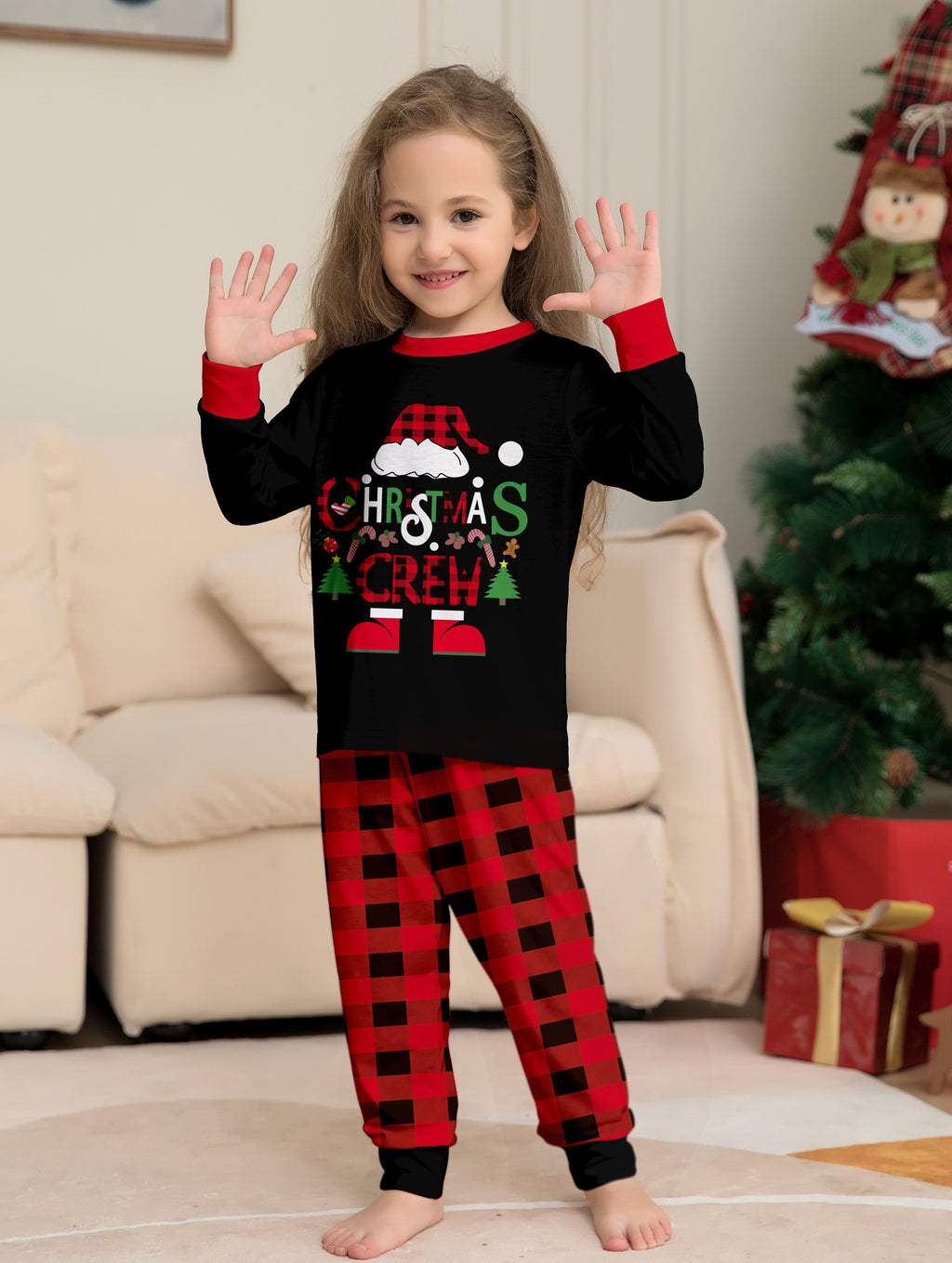 Weihnachts Pyjama-Set im rot-schwarzen Karomuster