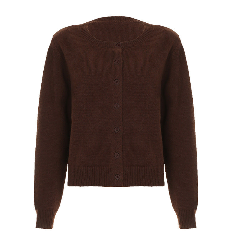 Strick-Cardigan mit Rundhals und Knöpfen