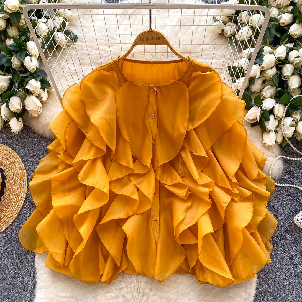 Damen Bluse mit Rüschen und Puffärmeln – Bild 1 | LuxeStyle
