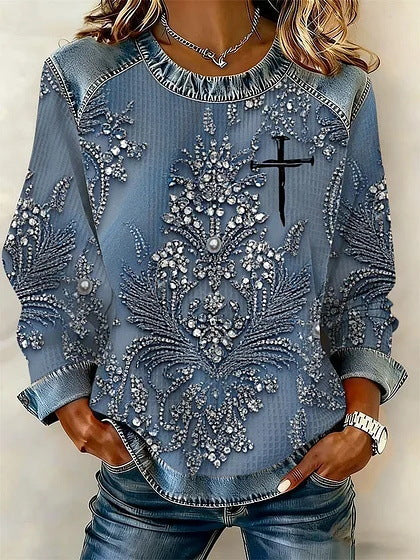 Retro-Pullover mit Druckmotiv