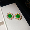 Chinesische Emaille Blumen Ohrringe mit Perle – Ansicht 4