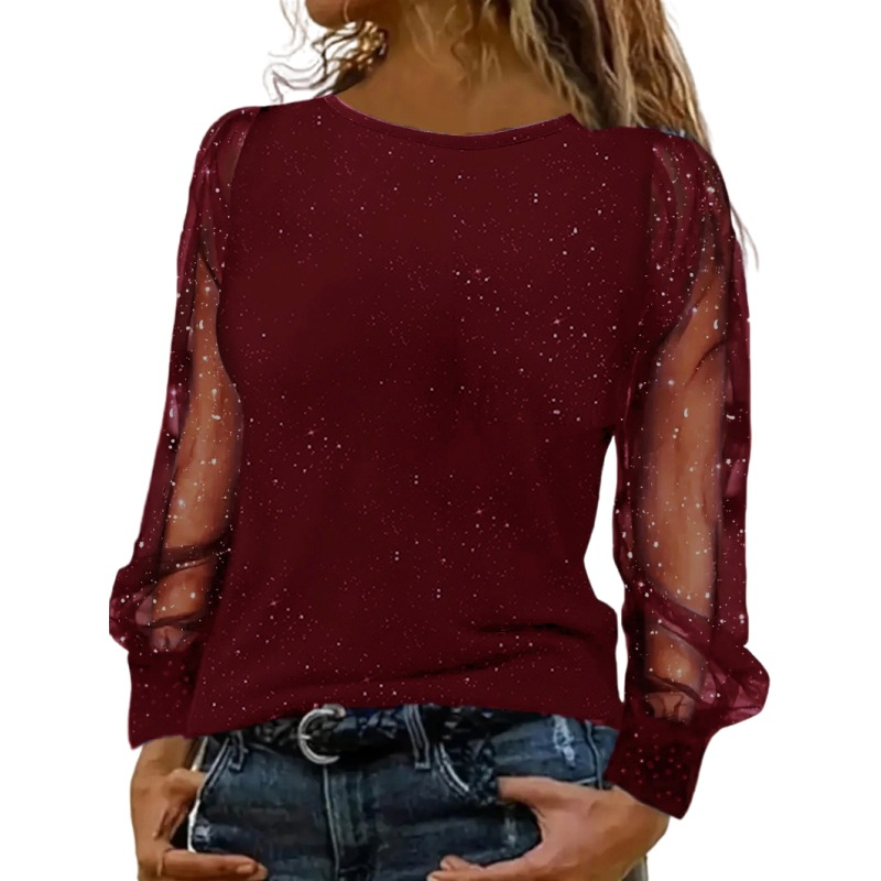 Glitzer-Mesh Langarmshirt