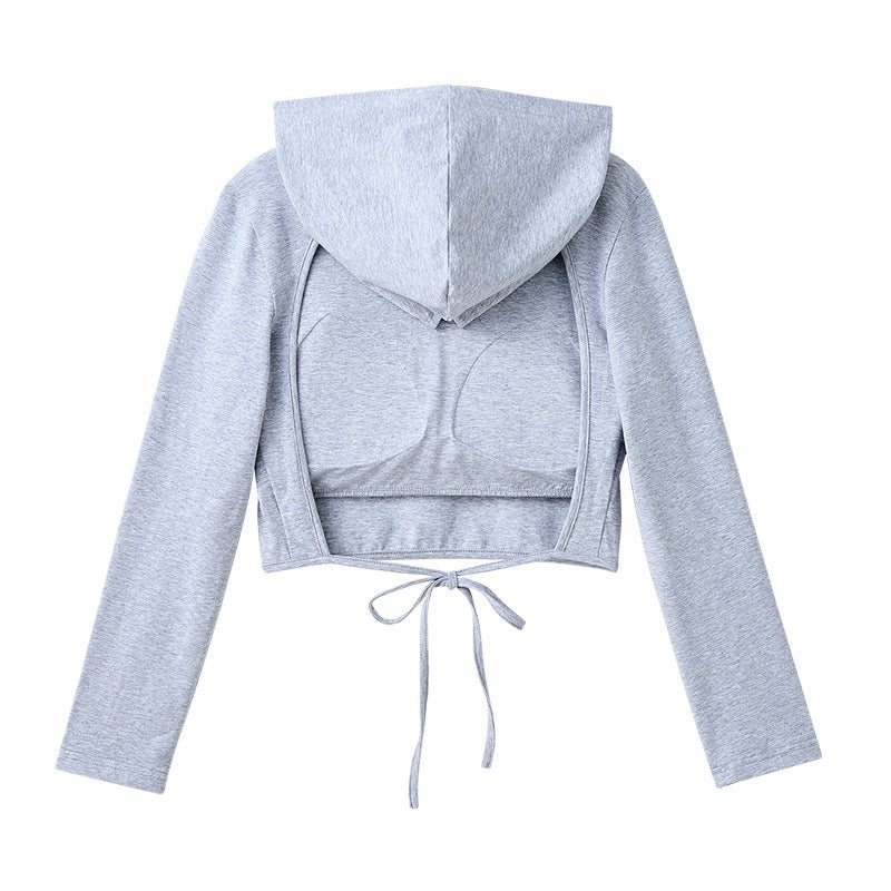 Cropped Hoodie mit integrierten Brustpolstern