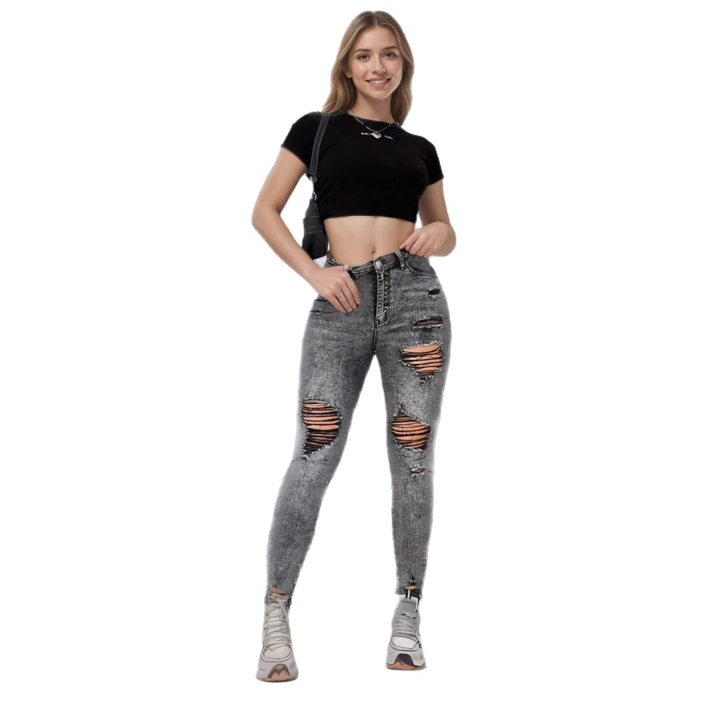 Gerissene Damenjeans High-Street-Stil