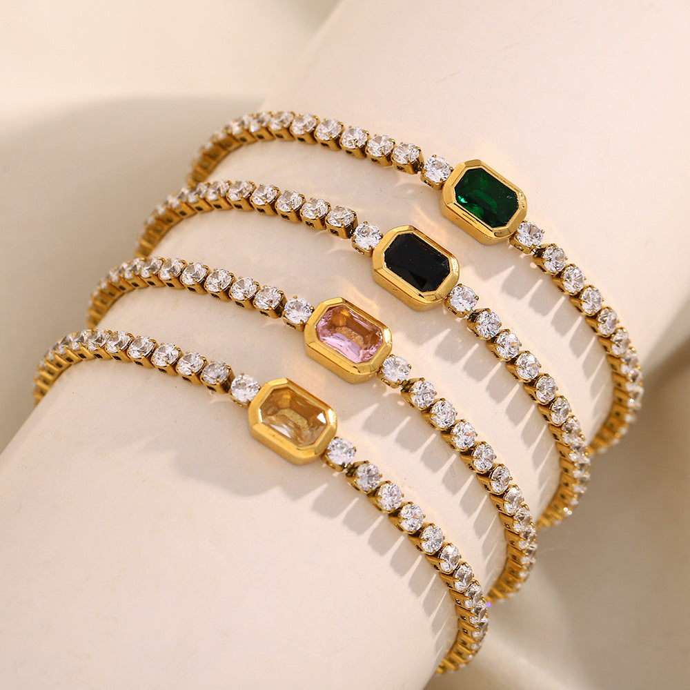 Vergoldetes Zirkon-Armband aus Edelstahl – Bild 4 | LuxeStyle