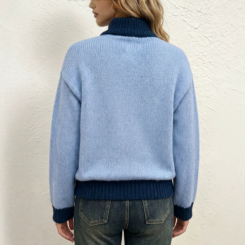 Damen Strickpullover mit halbem Reissverschluss