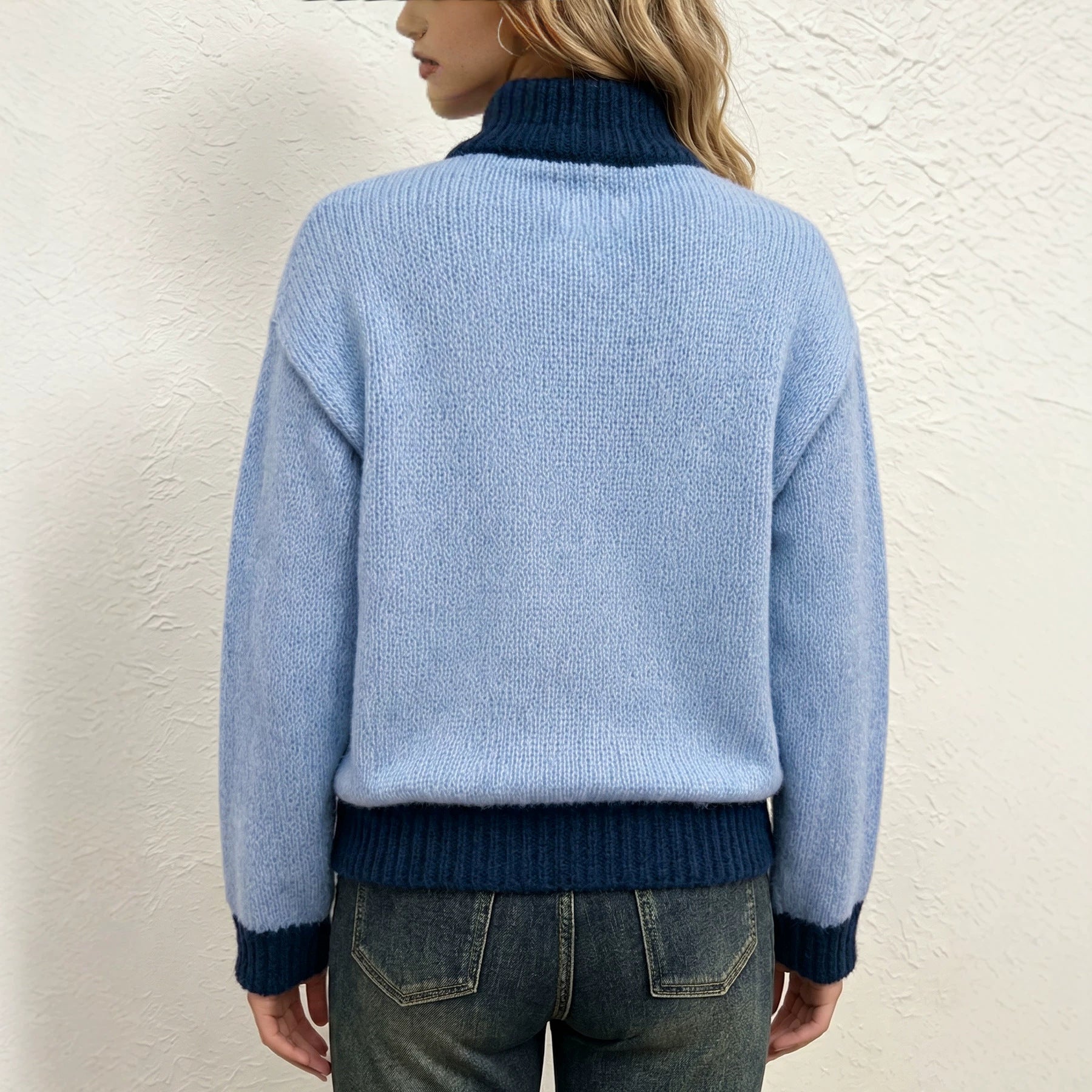 Damen Strickpullover mit halbem Reissverschluss