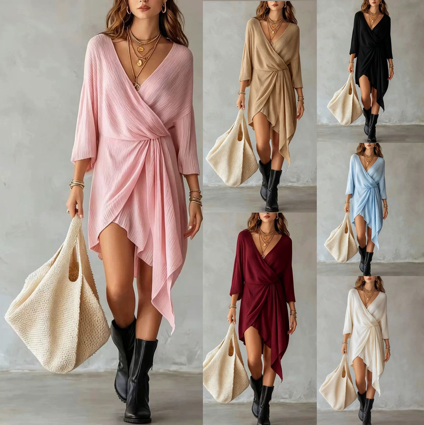 Elegantes Wickelkleid mit V-Ausschnitt