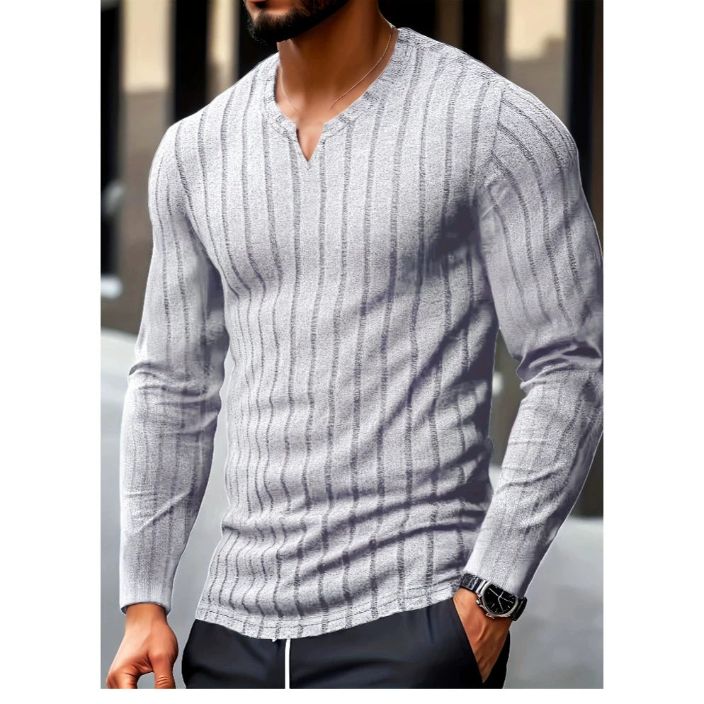 V-Ausschnitt Langarm Pullover in Grau – Bild 3 | LuxeStyle