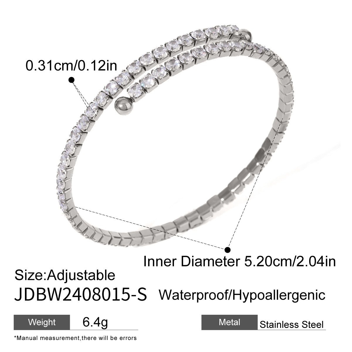Diamantbesetztes Edelstahl-Armband – Bild 10 | LuxeStyle