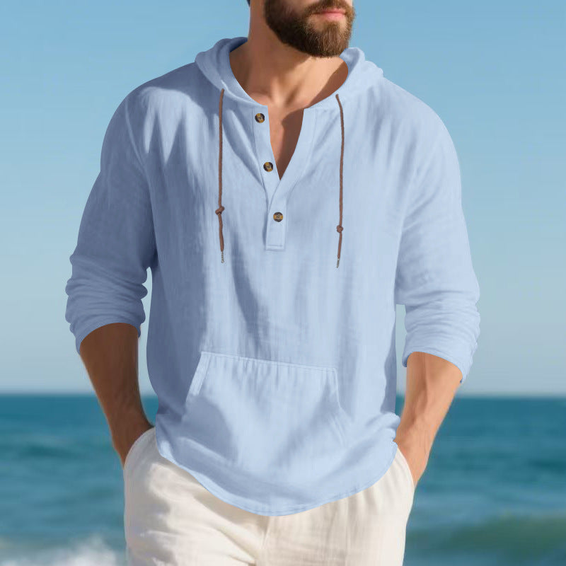 Herren Langarm-Hoodie Leinenmischung – Bild 4 | LuxeStyle