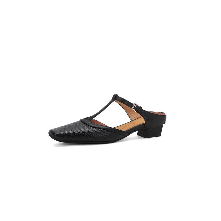 Chunky-Heel T-Strap Mary Jane Slipper