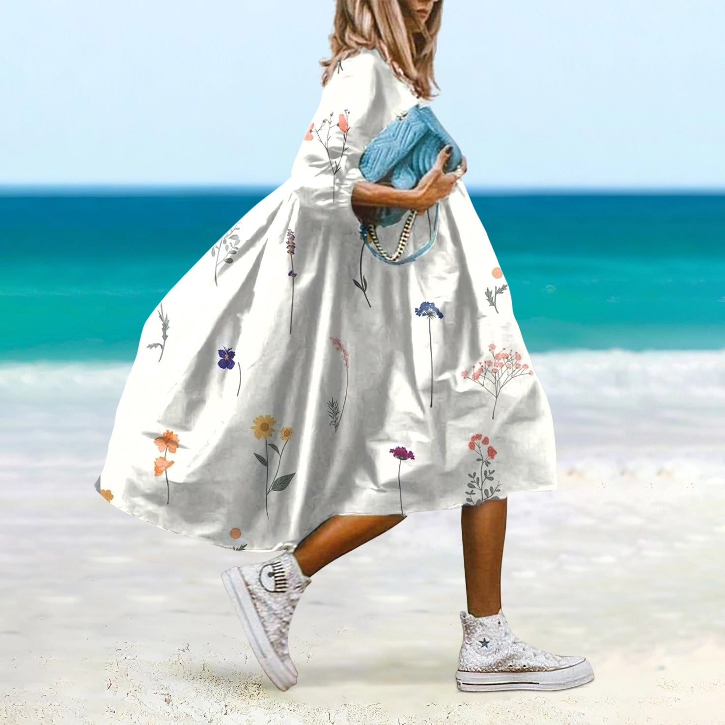Langkleid mit 3D-Effekt