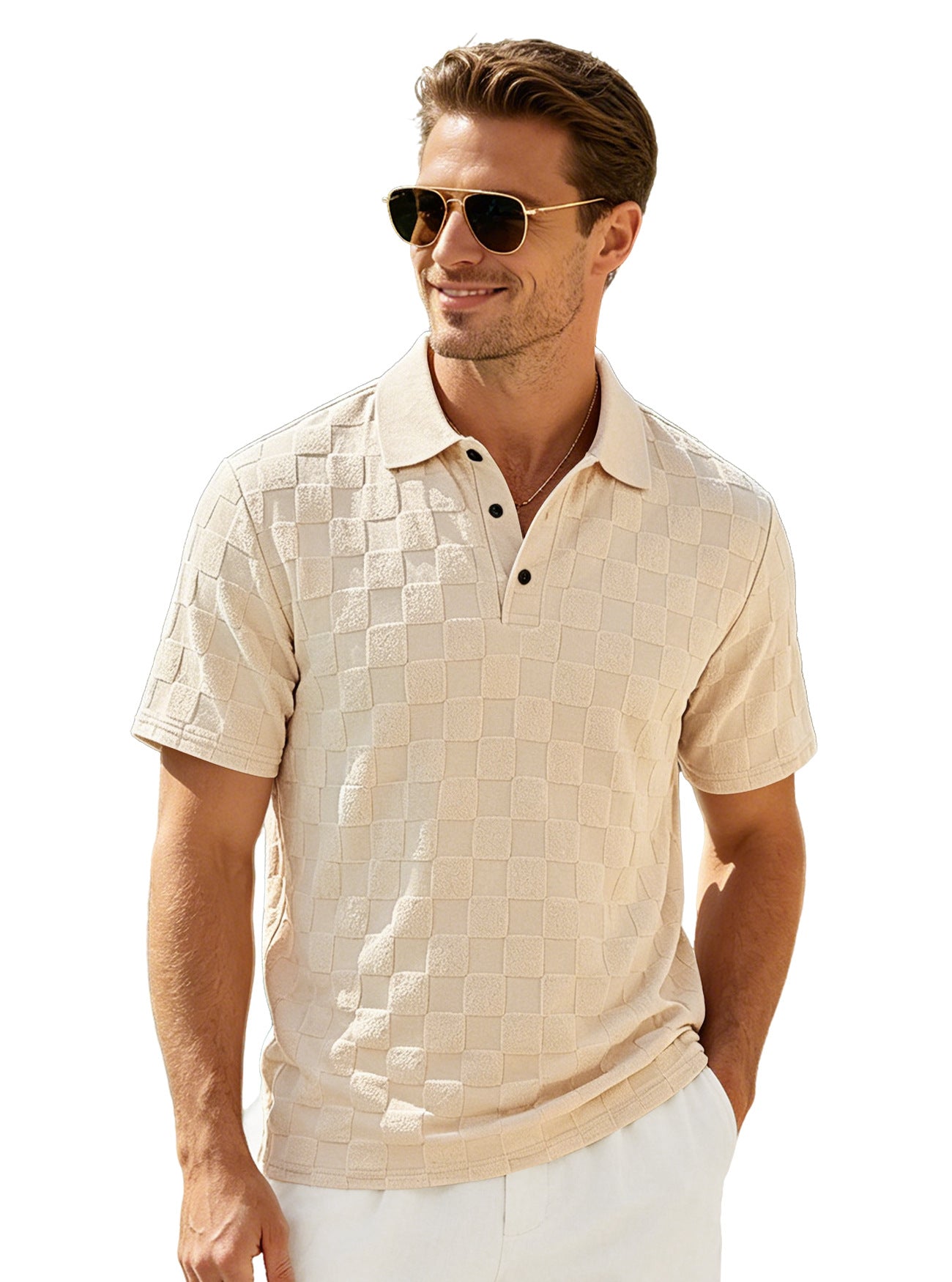 Herren Jacquard Polo-Shirt mit Reverskragen