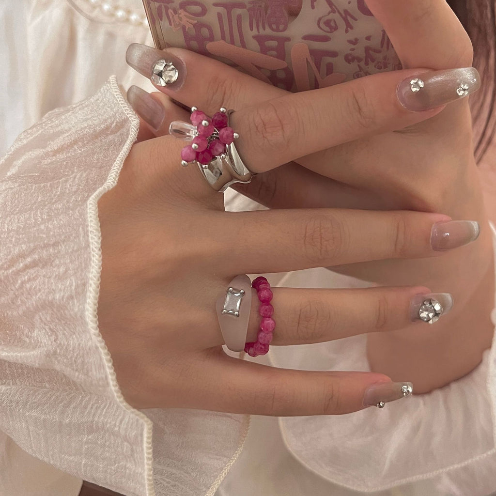Doppelstrang Granat Perlenring – Bild 2 | LuxeStyle