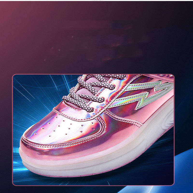 Rollschuhe mit Doppelhäufen und LED-Licht