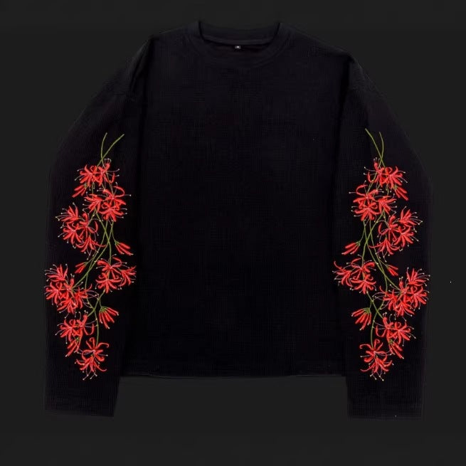 Langarmshirt mit Blumen-Stickerei