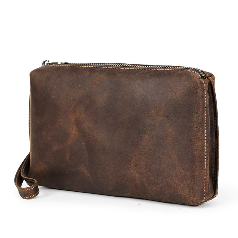 Braune Lederhandtasche für grosse Smartphones