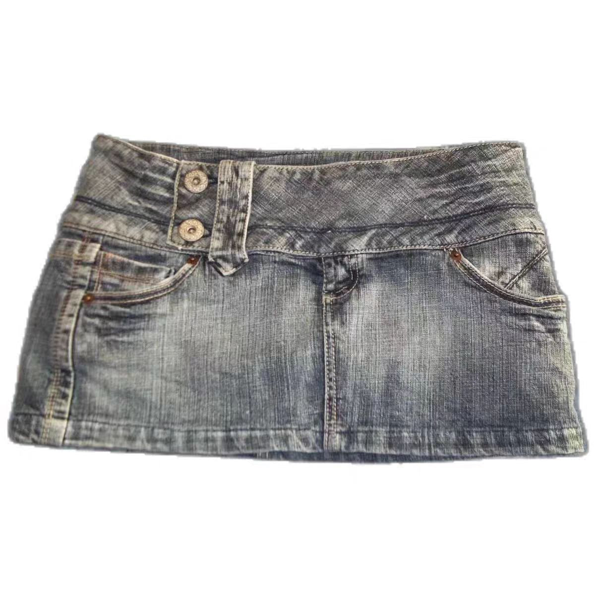 Hochtaillierte abgenutzte gelbe Jeansrock