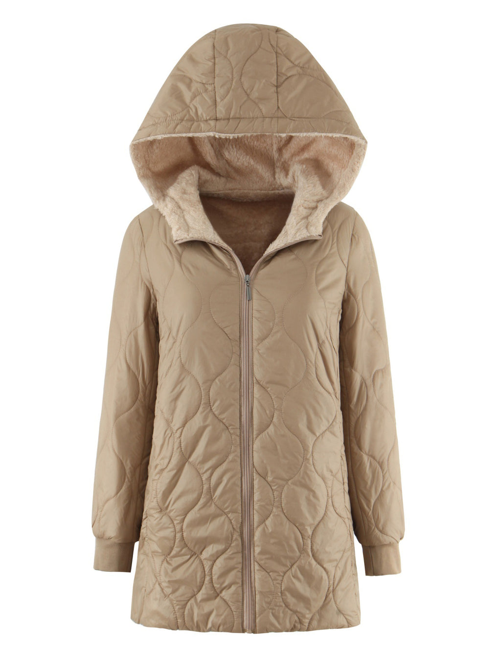 Mid‑Length Daunenmantel mit Fleece‑Futter – Bild 9 | LuxeStyle