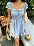 Sommerliches A-Linien Kleid mit Puffärmeln – Bild 7 | LuxeStyle