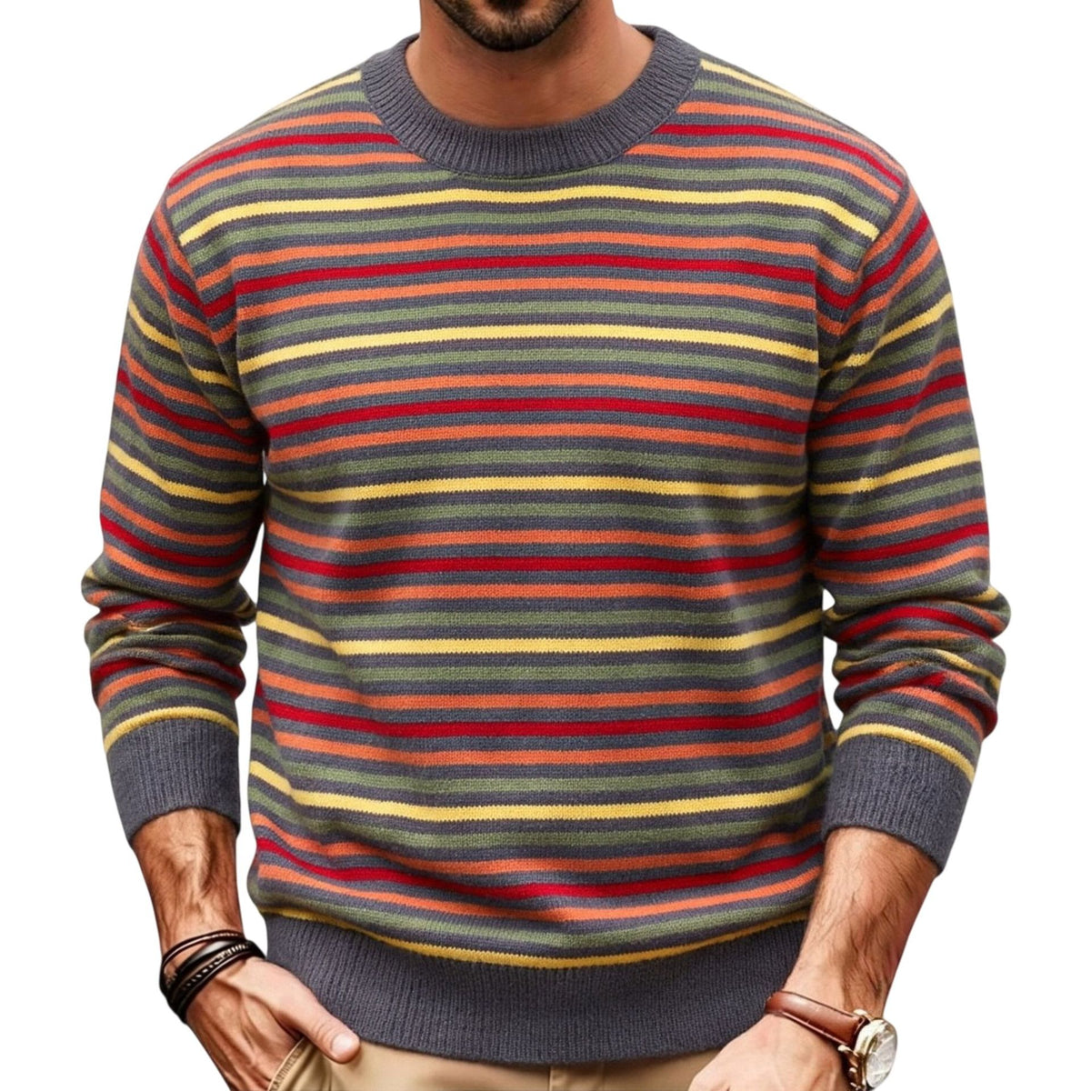 Slim-Fit Pullover mit Streifen – Bild 4 | LuxeStyle