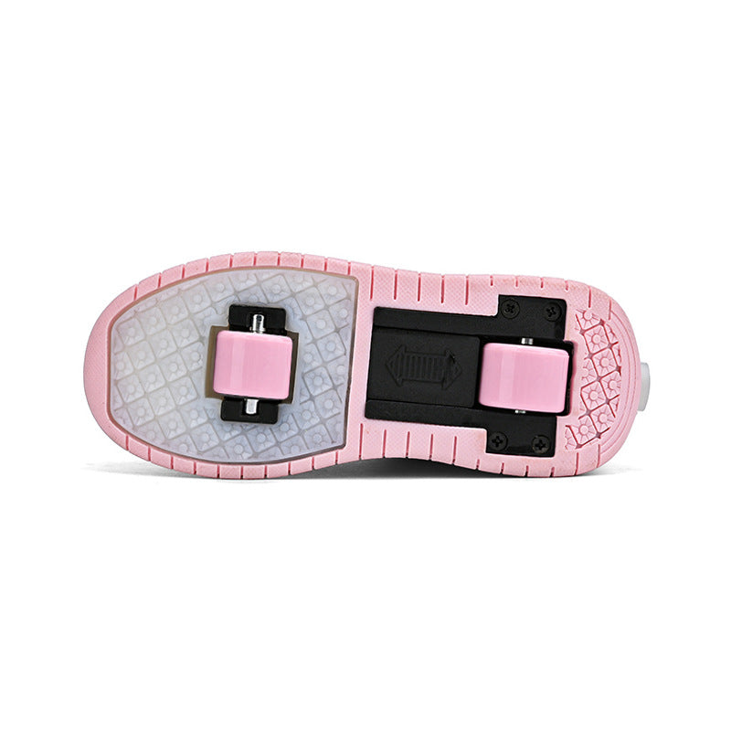 Jugendliche Lederrollschuhe mit Doppellaufrollen