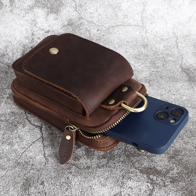 Crazy Horse Leder Herren Gürteltasche mit Handyfach – Bild 3 | LuxeStyle