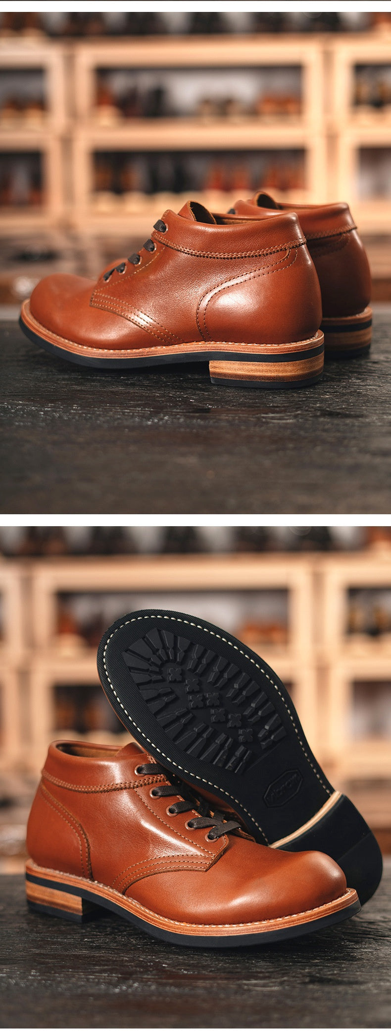 Leder-Sneaker mit runder Kappe