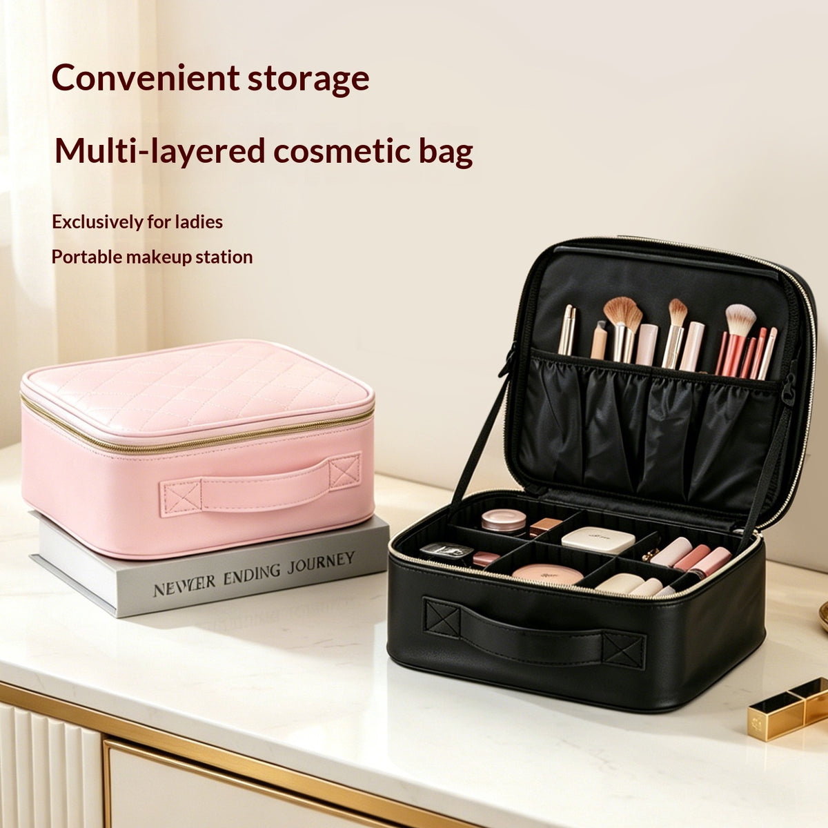 Kosmetikkoffer mit Rautenmuster | LuxeStyle