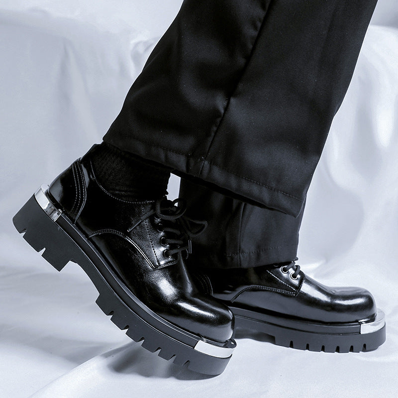 Erhöhende Leder-Schuhe für Herren mit dicker Sohle
