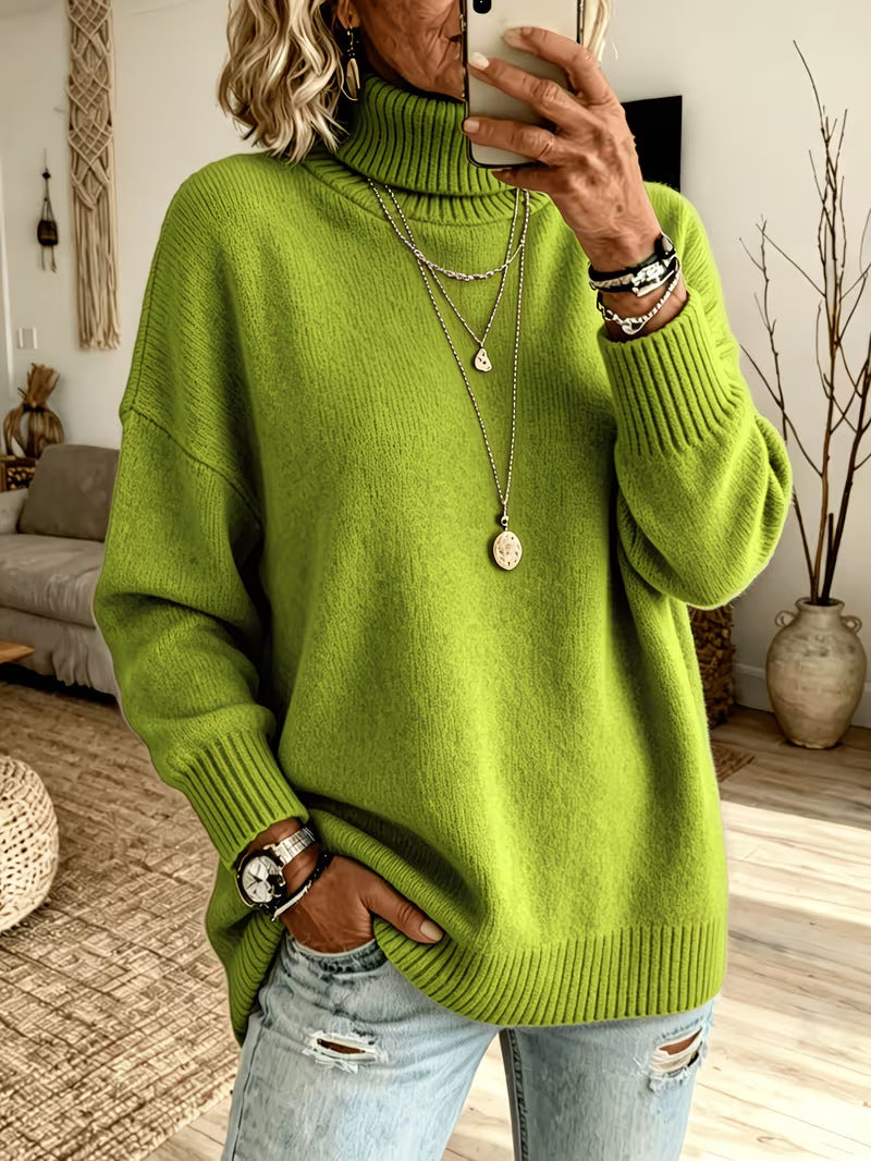Samtener Rollkragenpullover für Damen