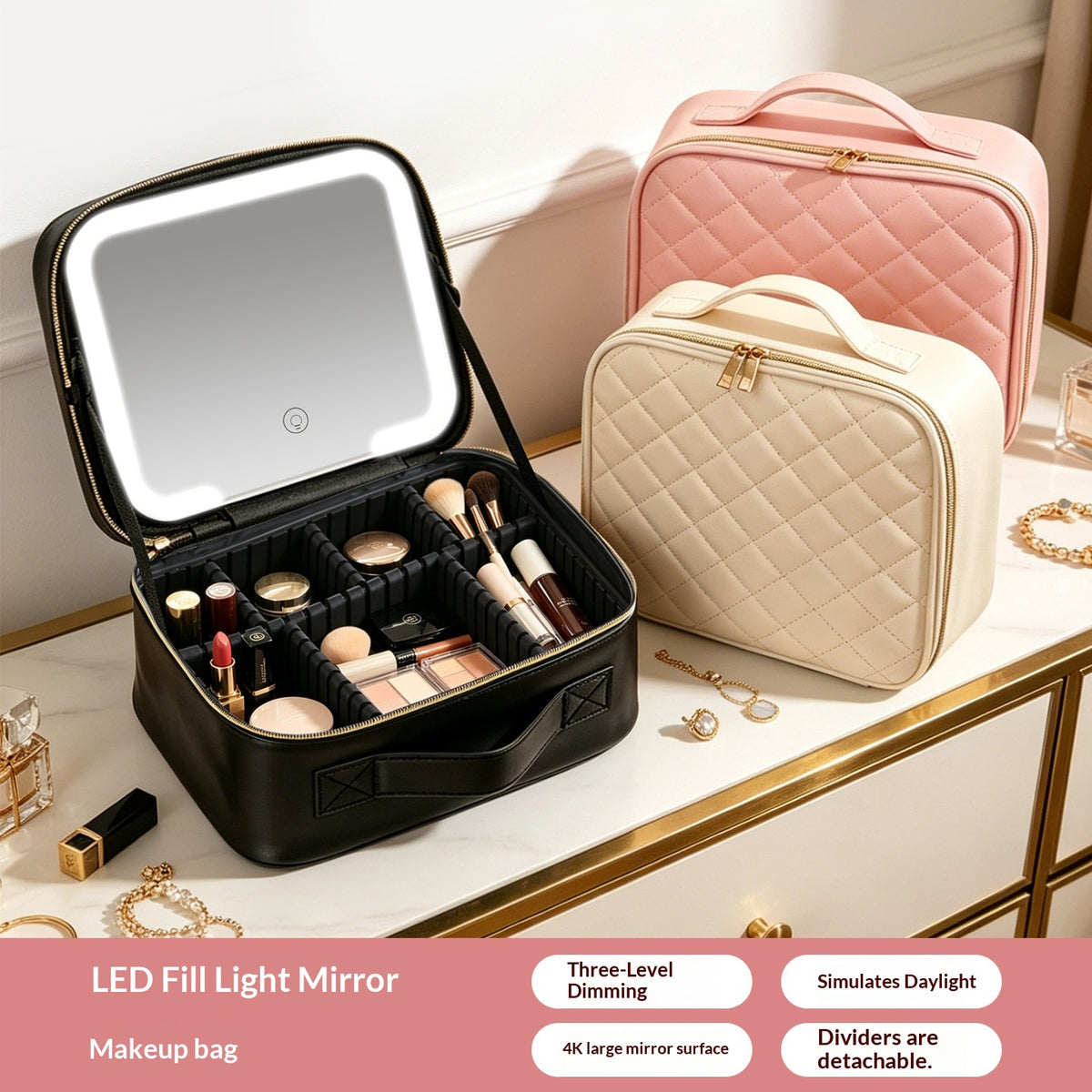 Kosmetikkoffer mit Rautenmuster – Bild 7 | LuxeStyle