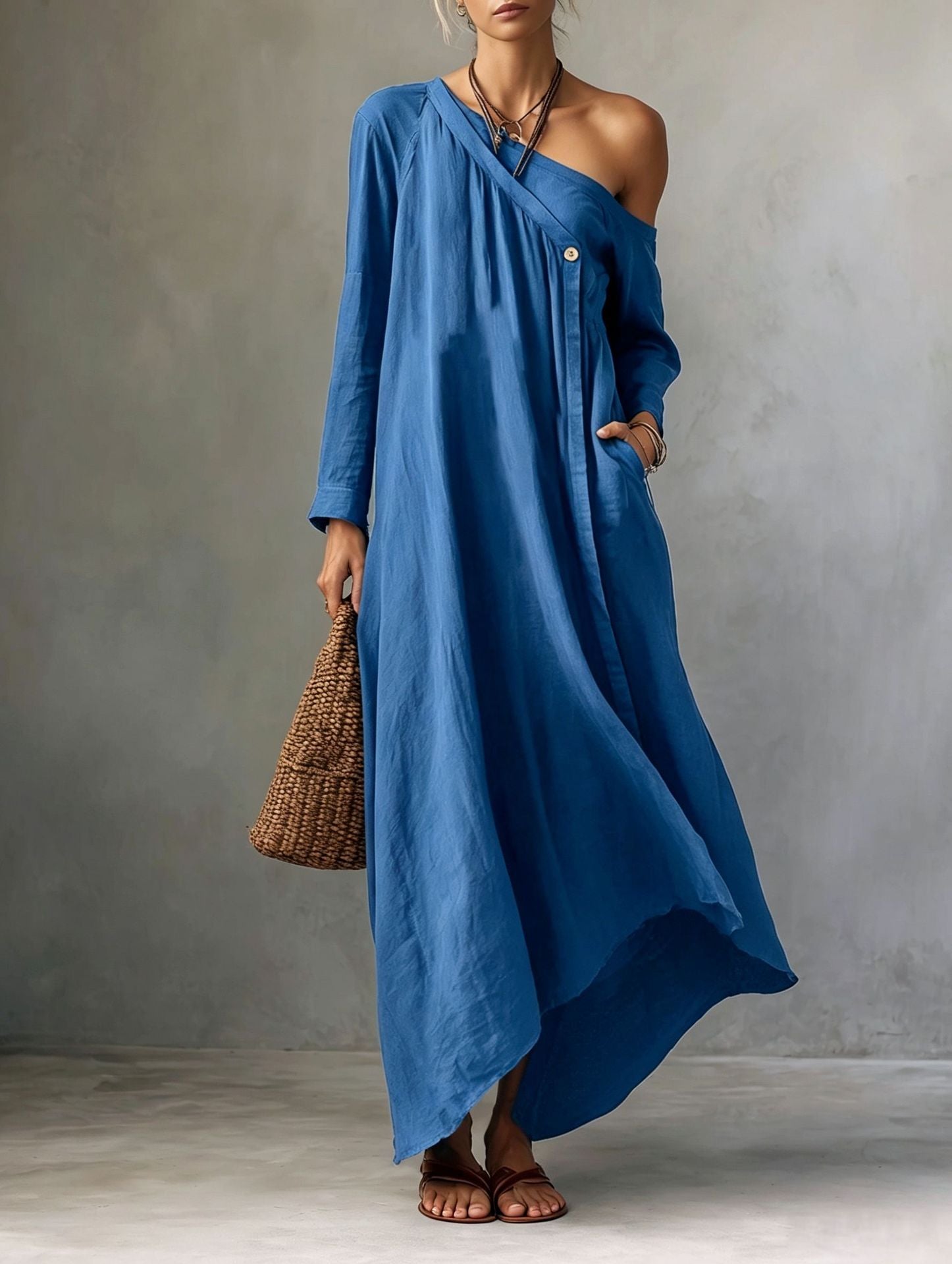 Langes Off-Shoulder-Kleid