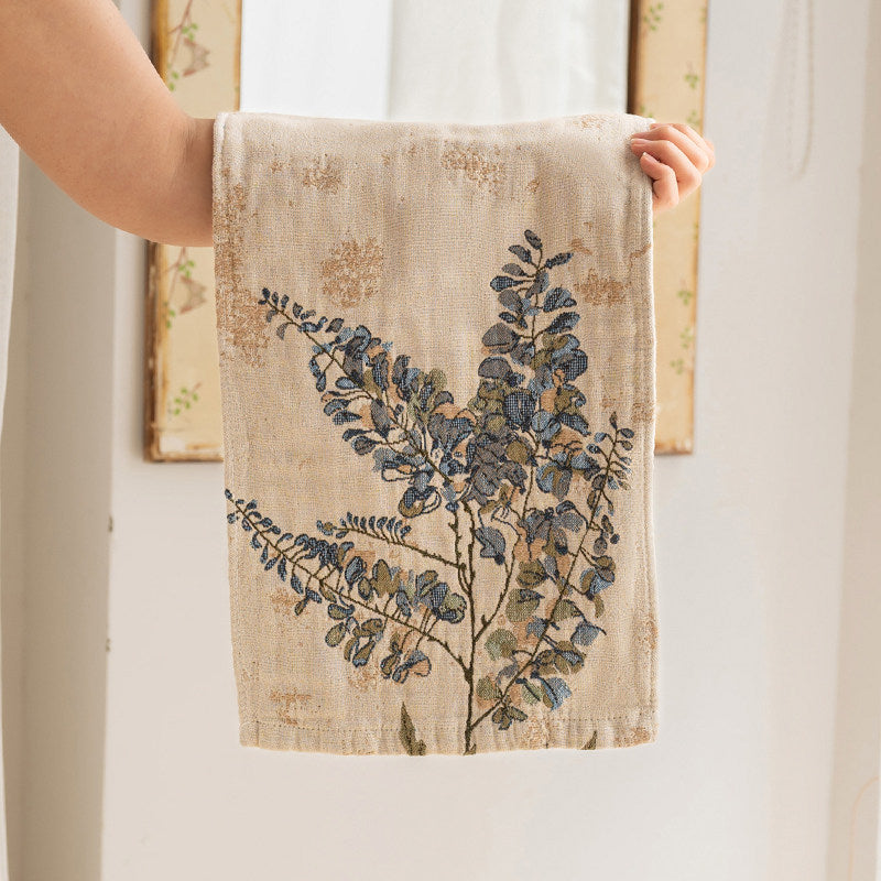 Vierlagiges Baumwoll-Handtuch mit Blumenmuster
